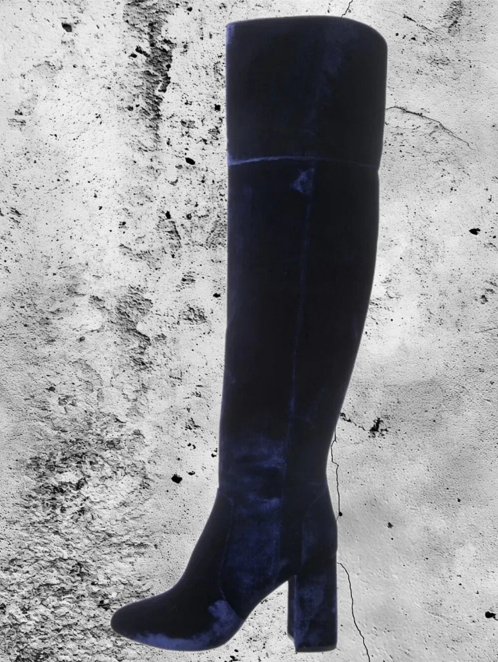 JOIE Lalana Velvet Over-the-Knee Boots in Rich Navy Blue Colorway